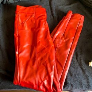 Zara red pleather pants